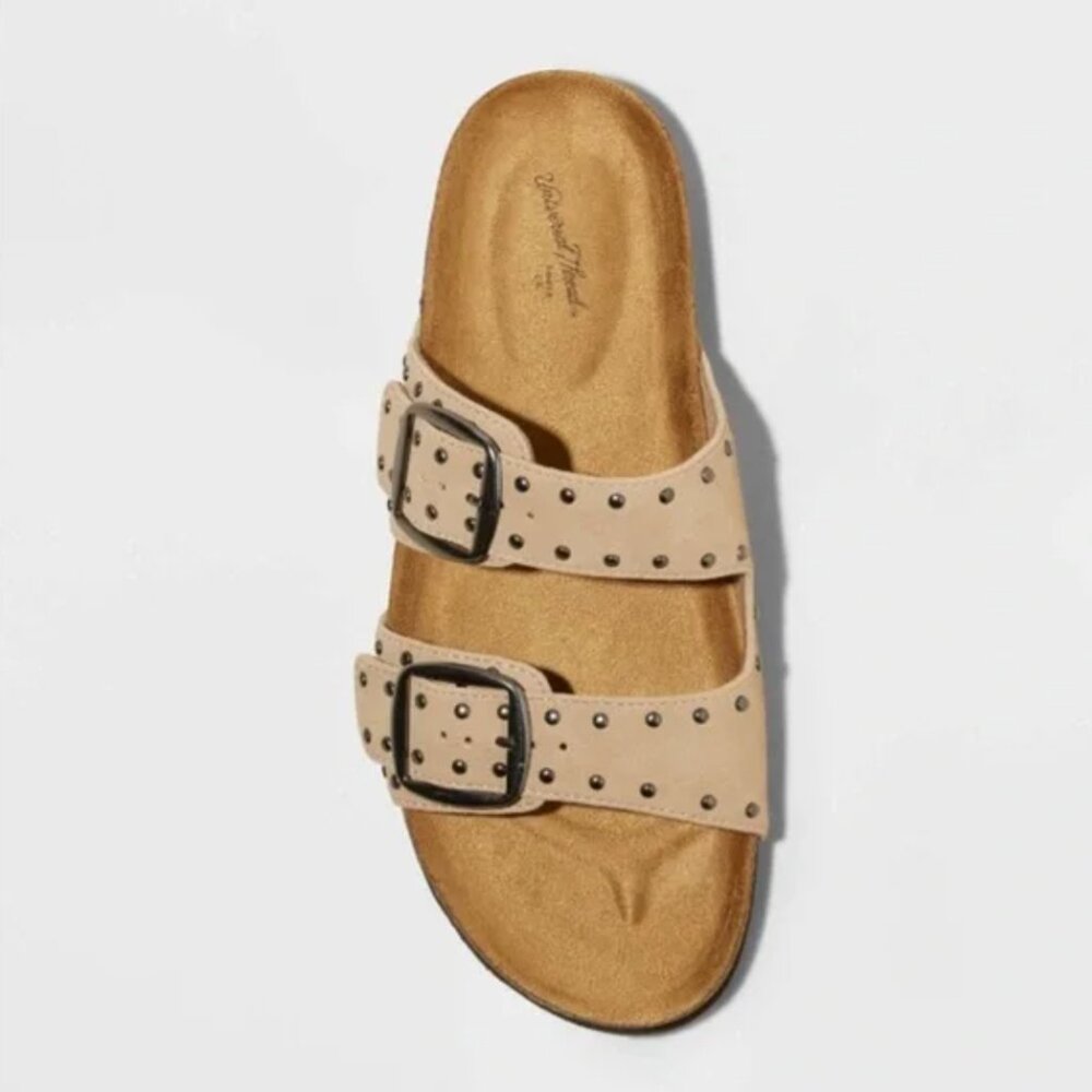 Universal Thread Devin Studded Footbed Sandals NWT Tan Size 10 - Picture 3 of 4